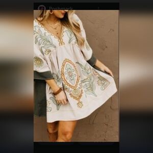 Green Embellished Boxy Tunic